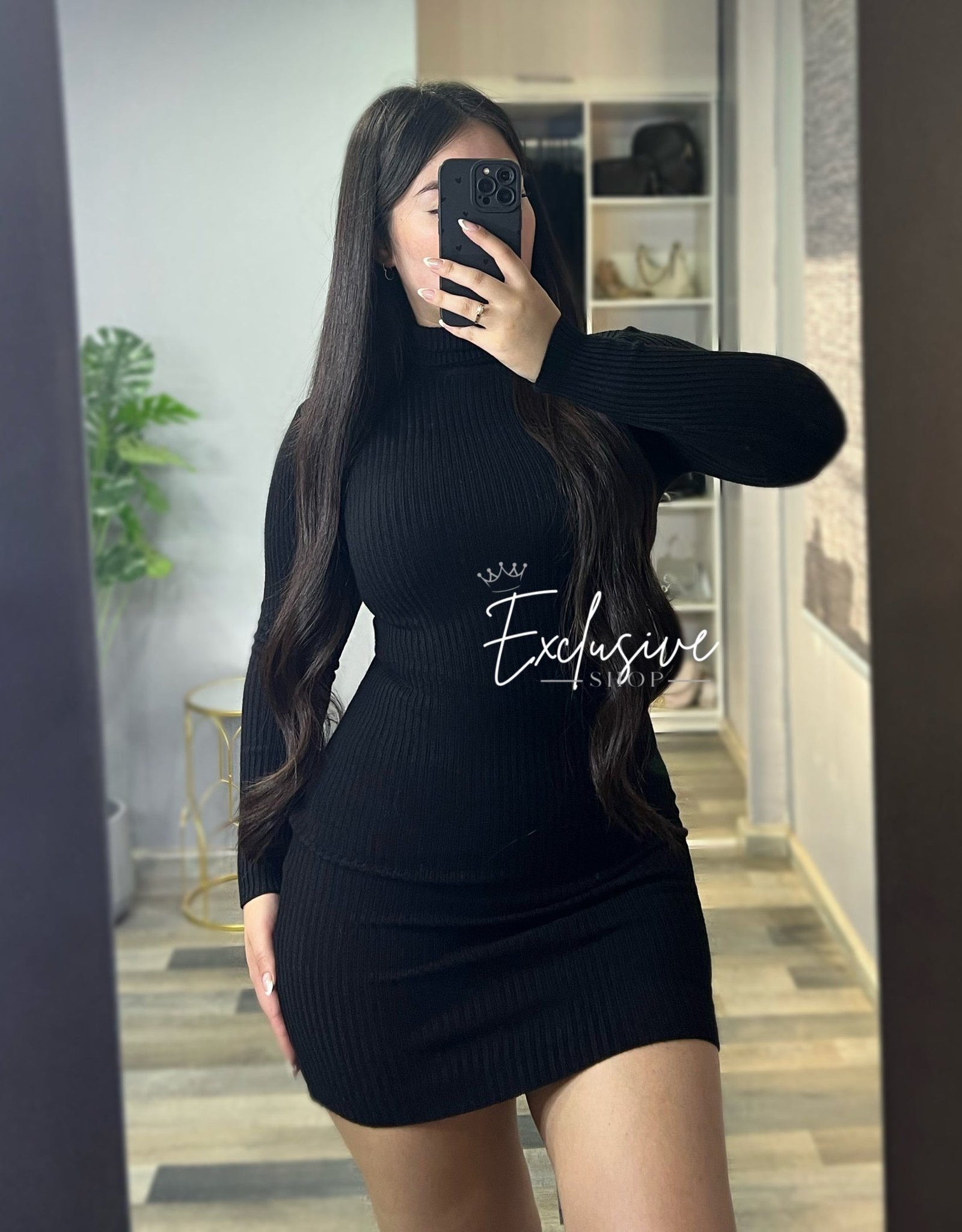 Vestido Lanilla Cuello Alto